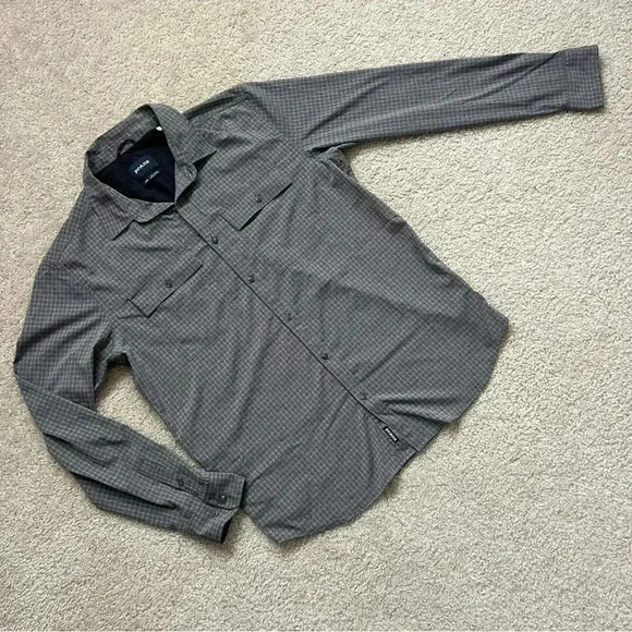 Prana Garvan Long Sleeve Shirt Gray Men's Size Large Outdoor Active # M21212643 - Picture 3 of 16
